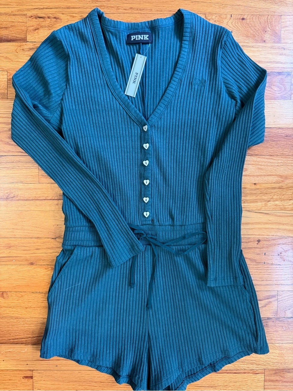 NWT PINK by Victoria’s Secret Ribbed Romper – Size Small - Picture 6 of 8
